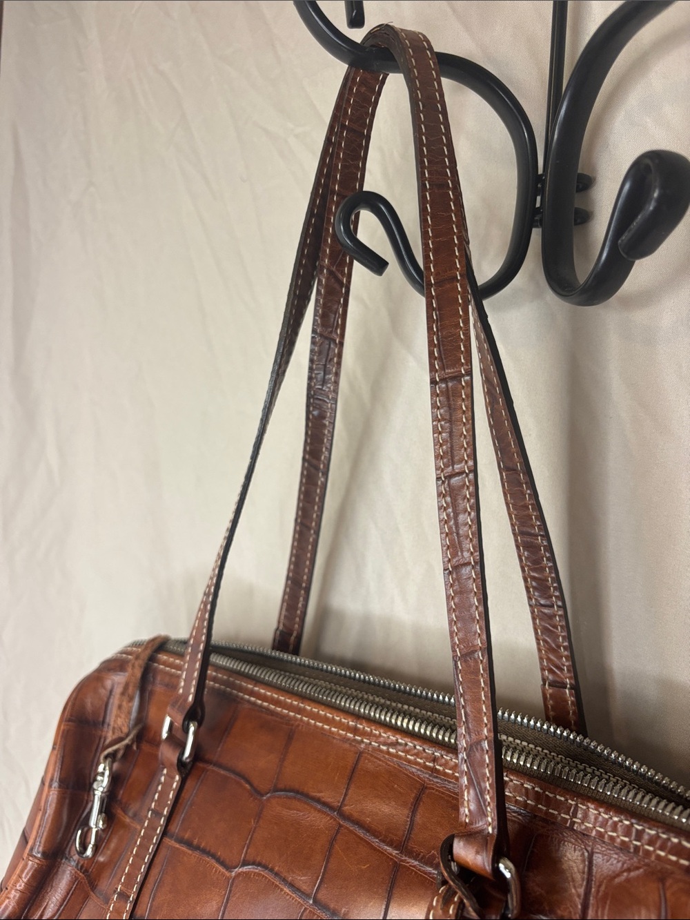 Dooney & Bourke Croc-Embossed Leather Wristlet in Chestnut Brown - Picture 5 of 7